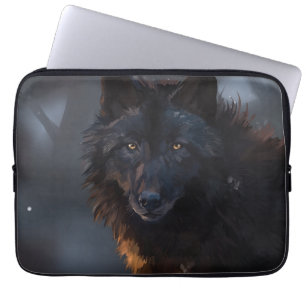 Black wolf laptop sleeve