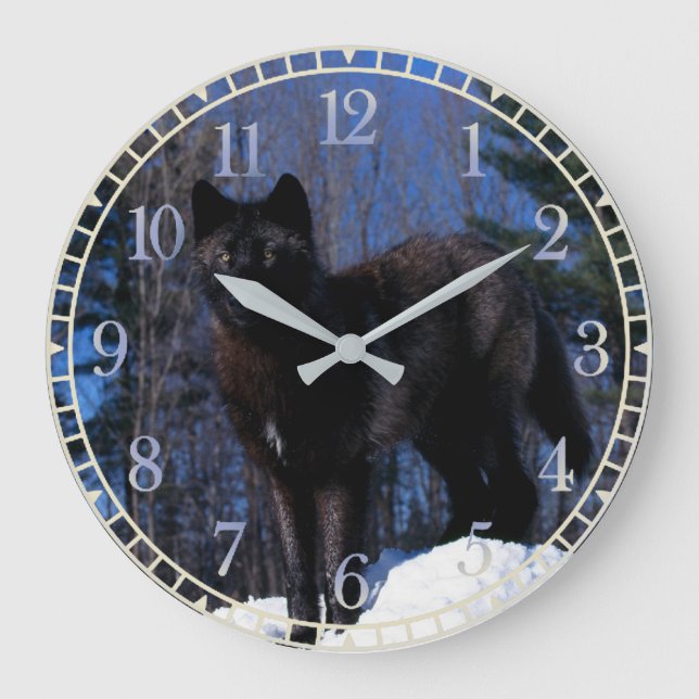 Black Wolf Large Clock (Front)