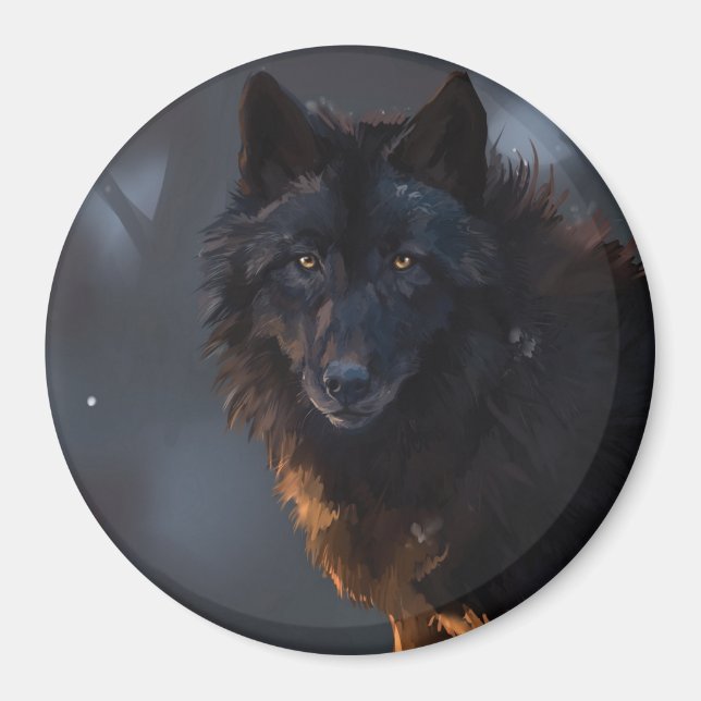 Black Wolf Magnet (Front)