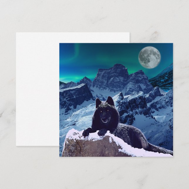 Black Wolf Moon | Gothic Flat Card (Front/Back)