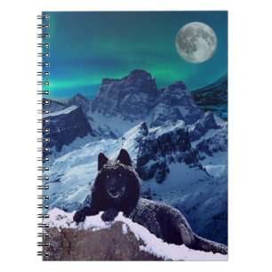 Black Wolf Moon Gothic Spiral Photo Notebook