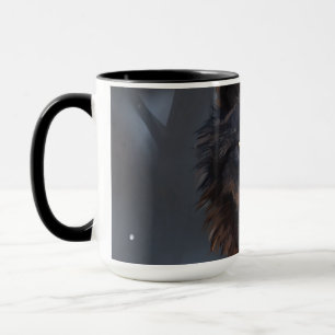 Black wolf mug