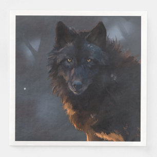 Black wolf napkin