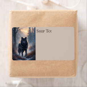 Black Wolf North Woodland Snowy Forest