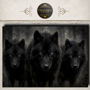 Black Wolf Pack Decoupage Tissue Paper