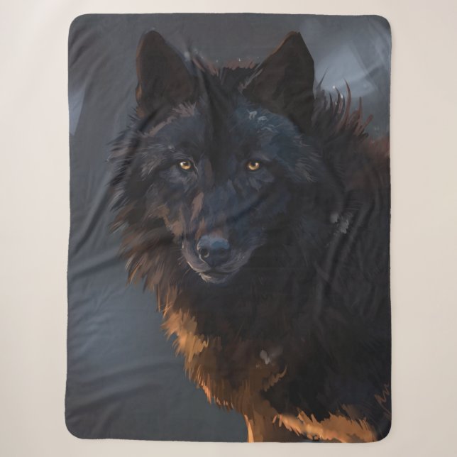 black wolf sherpa blanket (Front)
