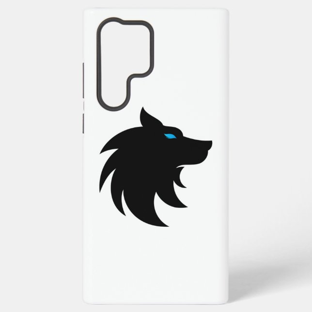 Black Wolf Silhouette Phone Case with Blue Eye – S (Back)