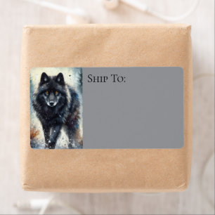 Black Wolf Snowy Northern Woodland Forest