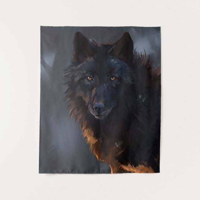 black wolf tapestry (Front)