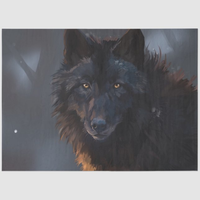 Black wolf tissue paper (Front)