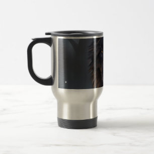 Black wolf travel mug