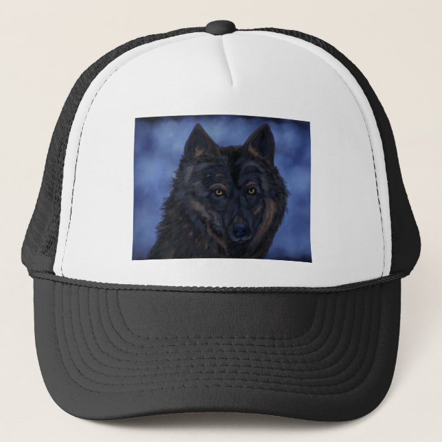 Black Wolf Trucker Hat (Front)