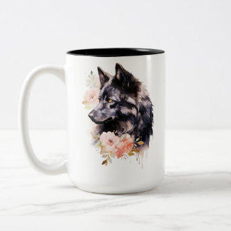 Black Wolf Two-Tone Coffee Mug