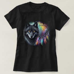 Black Wolf with a Dreamcatcher T-Shirt