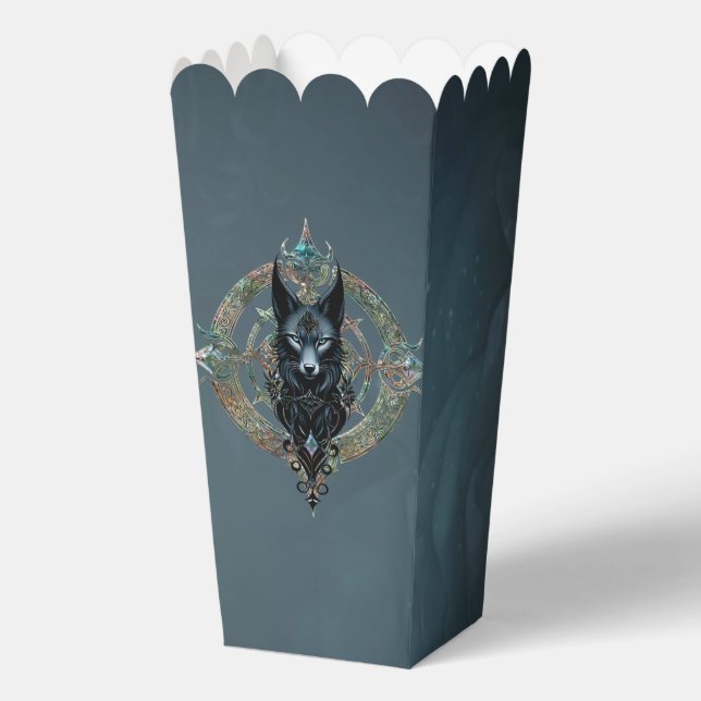 Black wolfs head with piercing blue eyes,  favor box (Front)