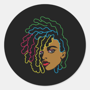 Black Woman African Afro Hair Cool Black History M Classic Round Sticker