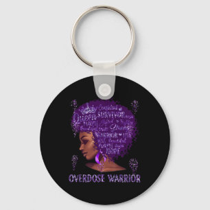 Black Woman Afro African Overdose Warrior Ribbon P Keychain