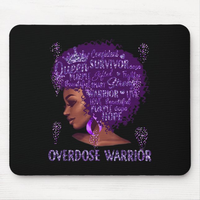 Black Woman Afro African Overdose Warrior Ribbon P Mouse Pad (Front)