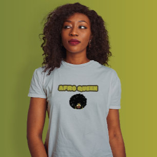 Black Woman - Afro Queen, Gray T-Shirt