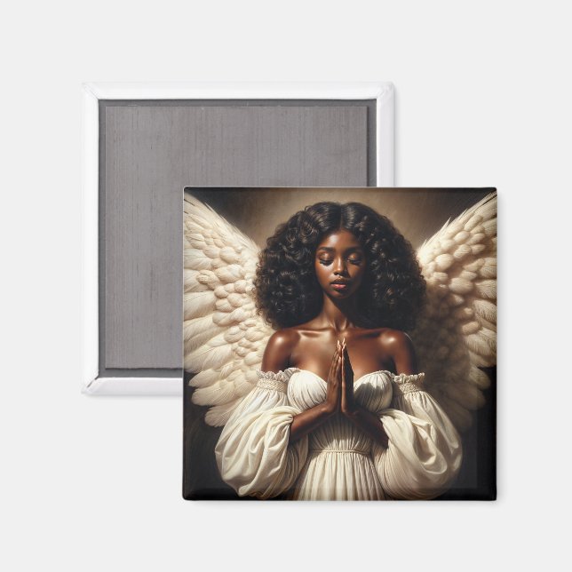 Black Woman Angel Praying Magnet (Front/Back)