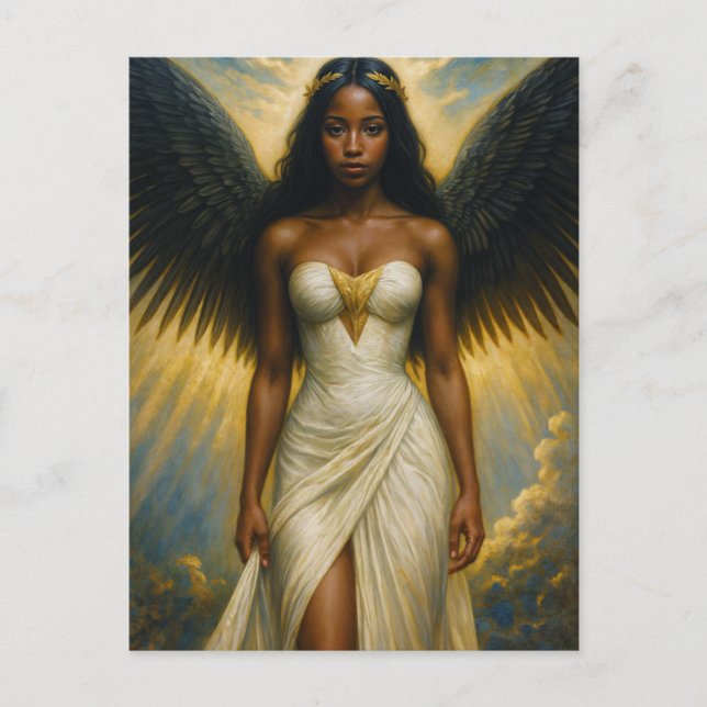 Black Woman Angel With Grecian Aesthetic Postcard (Front)
