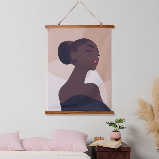 Black Woman Art Abstrait Bois tapissé Tapisserie m (Chambre à coucher)