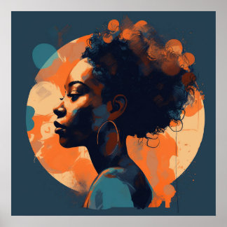 Black Woman Beautiful in Moonlight Poster