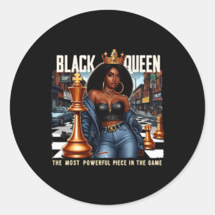 Black Woman Black Culture Black Queen Chess Empowe Classic Round Sticker
