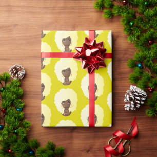 Black Woman, Blonde Afro, Natural Hair, Yellow Wrapping Paper