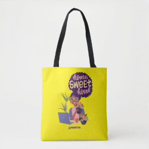 Black Woman Crazy Plant Lady, Home Sweet Home Tote Bag