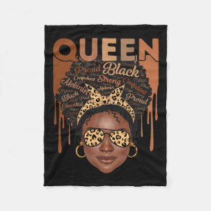 Black Woman Educated Strong Melanin Queen African  Fleece Blanket