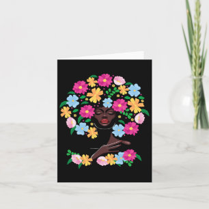 Black Woman Flower Hair Afro Girl Black History Ju Card
