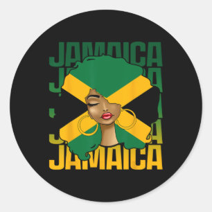 Black Woman Girl Happy Independence Day Jamaica Classic Round Sticker