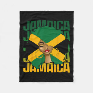 Black Woman Girl Happy Independence Day Jamaica Fleece Blanket