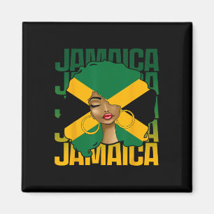 Black Woman Girl Happy Independence Day Jamaica Magnet
