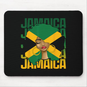 Black Woman Girl Happy Independence Day Jamaica Mouse Pad