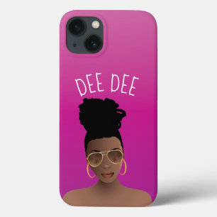 Black Woman, Gold Shades & High Bun, Hot Pink iPhone 13 Case