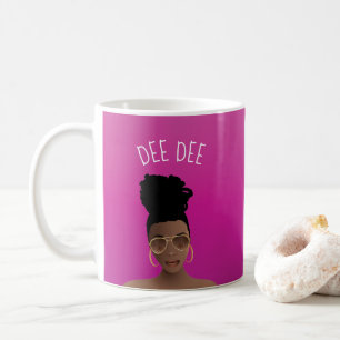 Black Woman, Gold Shades & High Bun, Hot Pink Coffee Mug