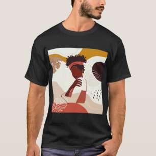 Black Woman Illustration Art, Portrait Print T-Shirt