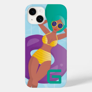 Black Woman in Lounging in Pool, Your Initial Case-Mate iPhone 14 Case