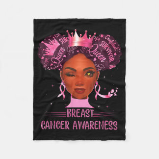 Black Woman In October We Wear Pink Breast Cancer  Fleece Blanket