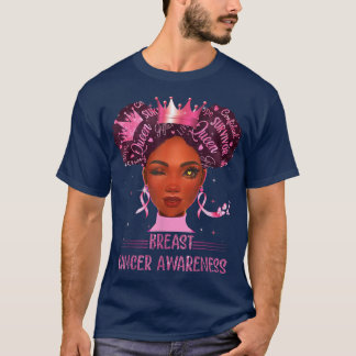 Black Woman In October We Wear Pink Breast Cancer  T-Shirt