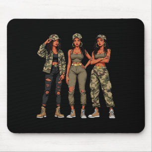Black Woman Locs Camo Melanin Black History Month Mouse Pad