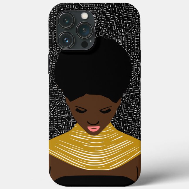 Black Woman Looking Down | Tribal Necklace Case-Mate iPhone Case (Back)