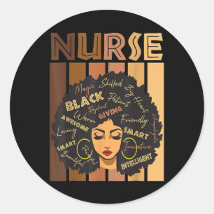 Black Woman Magic Afro Melanin Queen Black History Classic Round Sticker