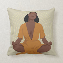Black woman meditating, boho style