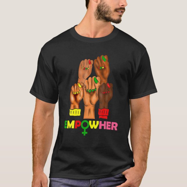 Black Woman Nails African American Black History M T-Shirt (Front)