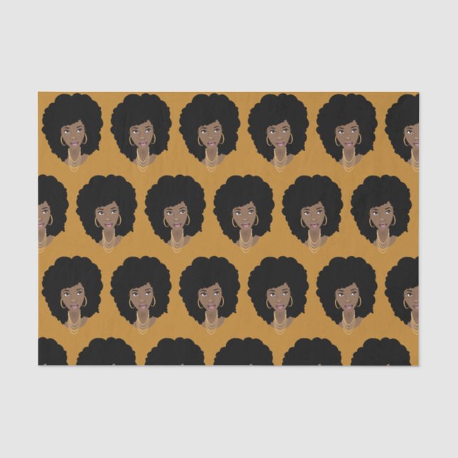 Black Woman, Natural Hair, Mustard Yellow Tissue Paper (Front)