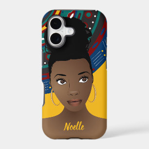 Black Woman, Natural Hair, Tribal Pattern, Gold