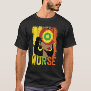 Black Woman Nurse Afro Melanin Vintage Black Histo T-Shirt